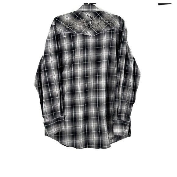 Roper Western Shirt Pearl Snap Mens Embroidered Horseshoe Long Sleeve XL Cowboy - Picture 2 of 10